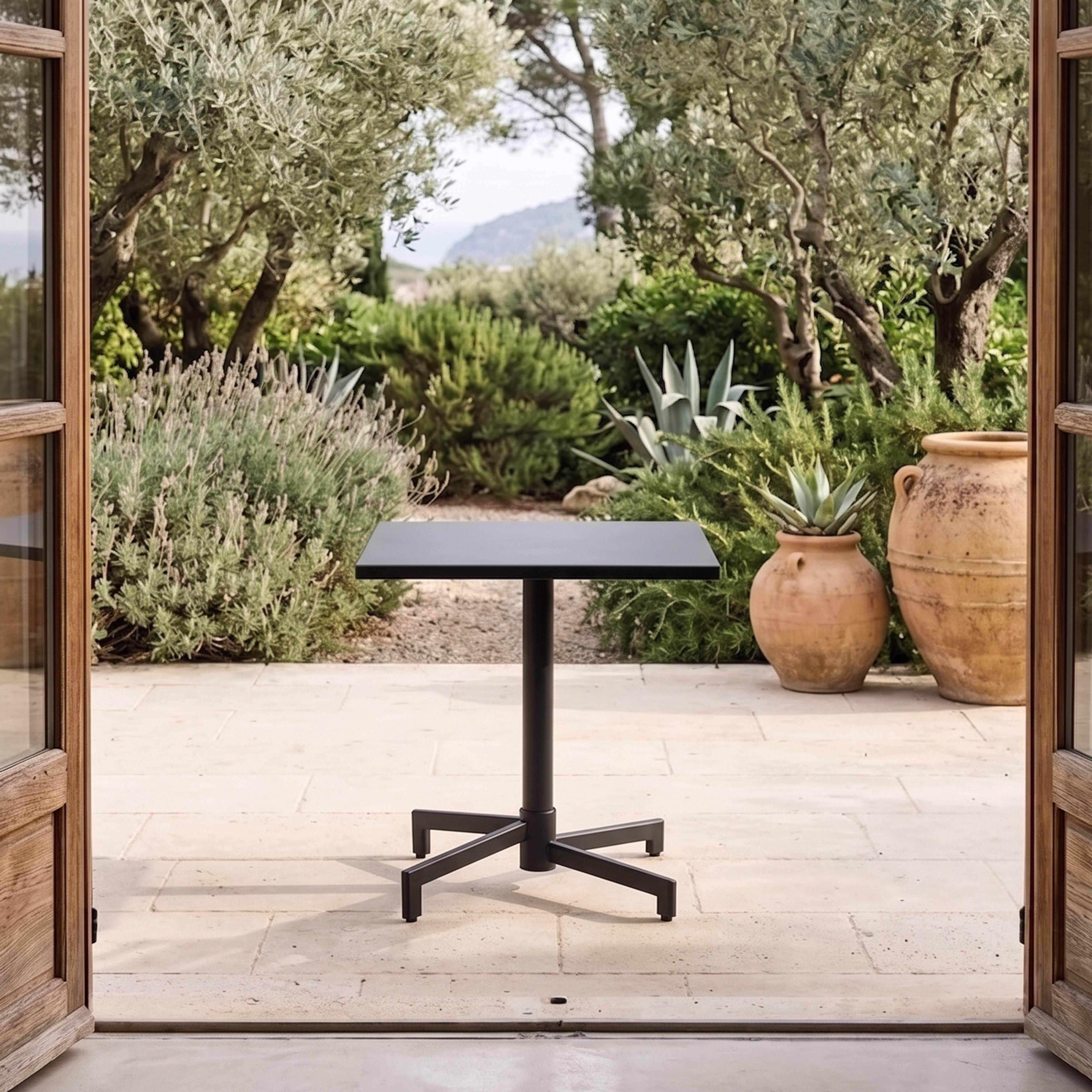 Oviala - Table de jardin carrée bistrot avec plateau rabattable 70cm anthracite Palavas - Oviala - Image 2