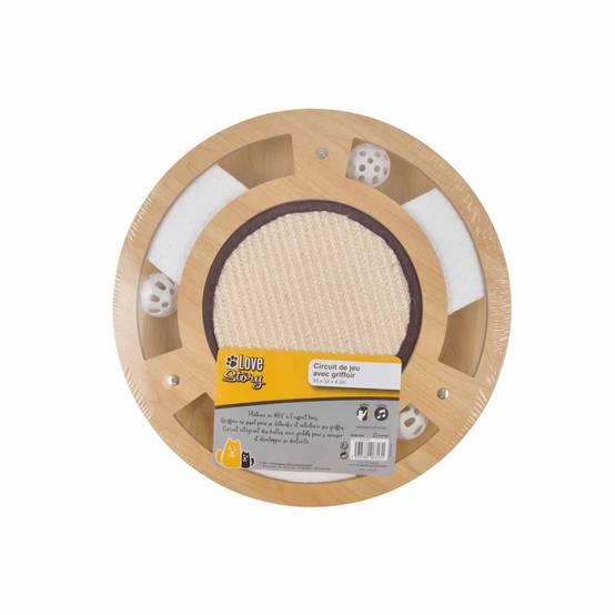 Love Story - Jeu Interactif pour Chat "Griffoir & Tunnel" 33cm Naturel - Image 4