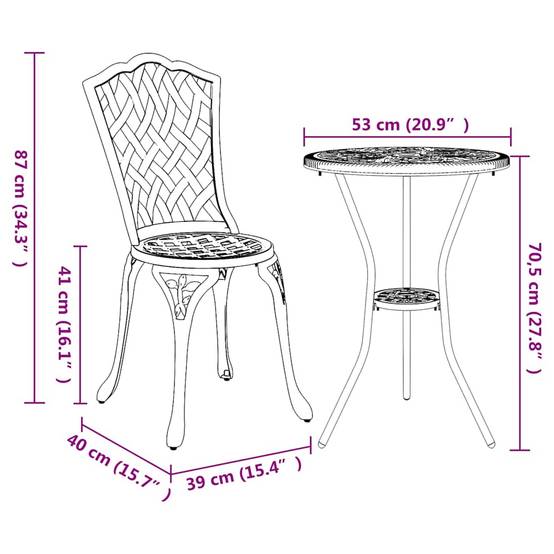 Ensemble bistro compact en Aluminium style classique pour petit balcon ou jardin Noir – ComfortXL Outdoor Living - Image 5