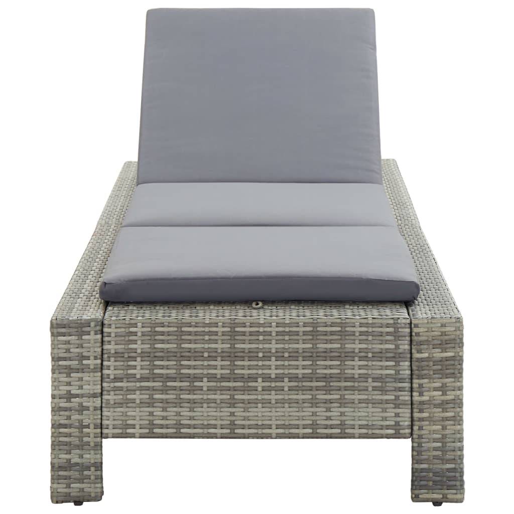 Helloshop26 - Transat bain de soleil avec coussin gris résine tressée - Imagen 3