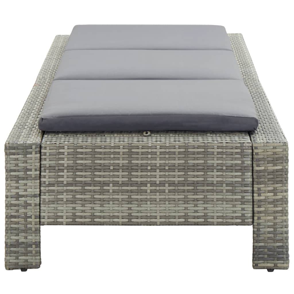 Helloshop26 - Transat bain de soleil avec coussin gris résine tressée - Imagen 4