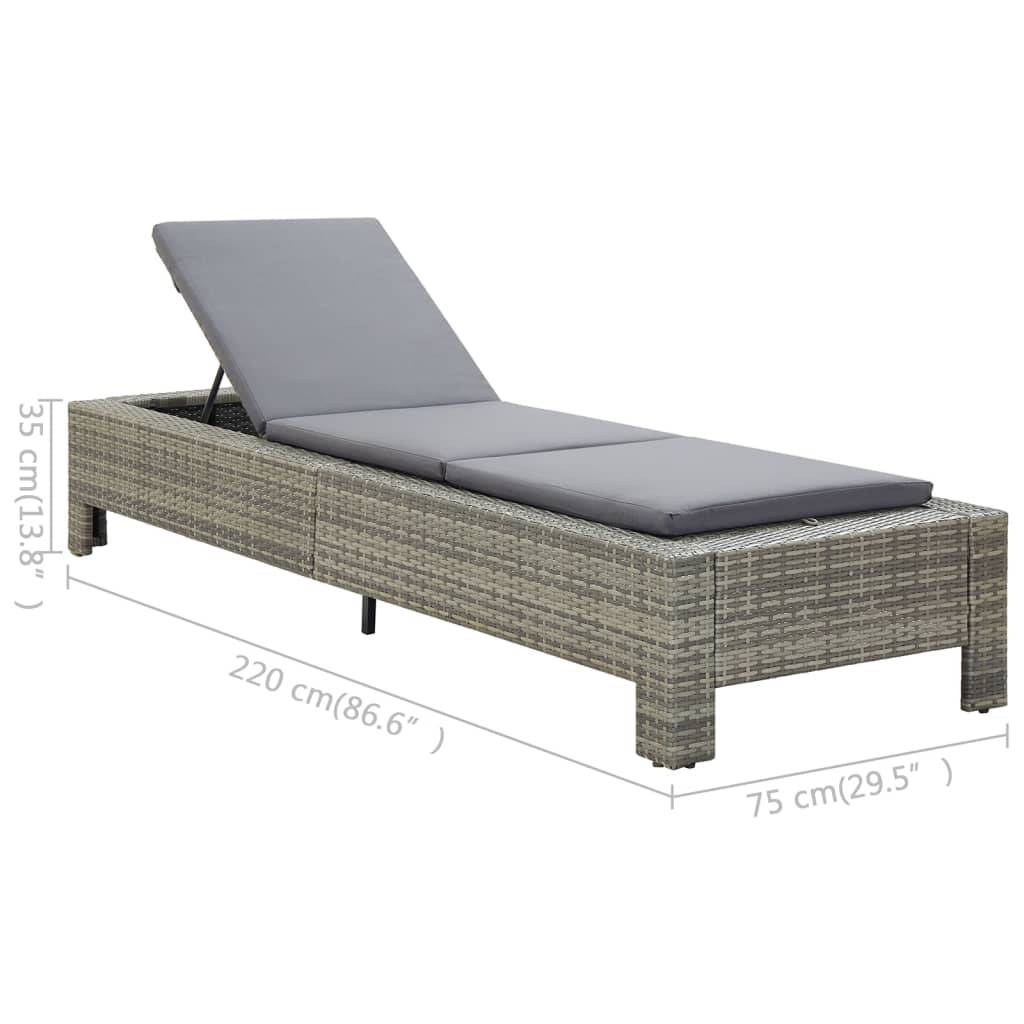 Helloshop26 - Transat bain de soleil avec coussin gris résine tressée - Imagen 8