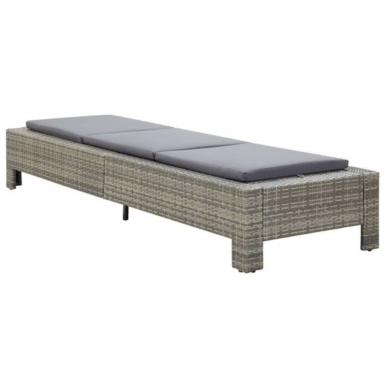 Helloshop26 - Transat bain de soleil avec coussin gris résine tressée - Imagen 2