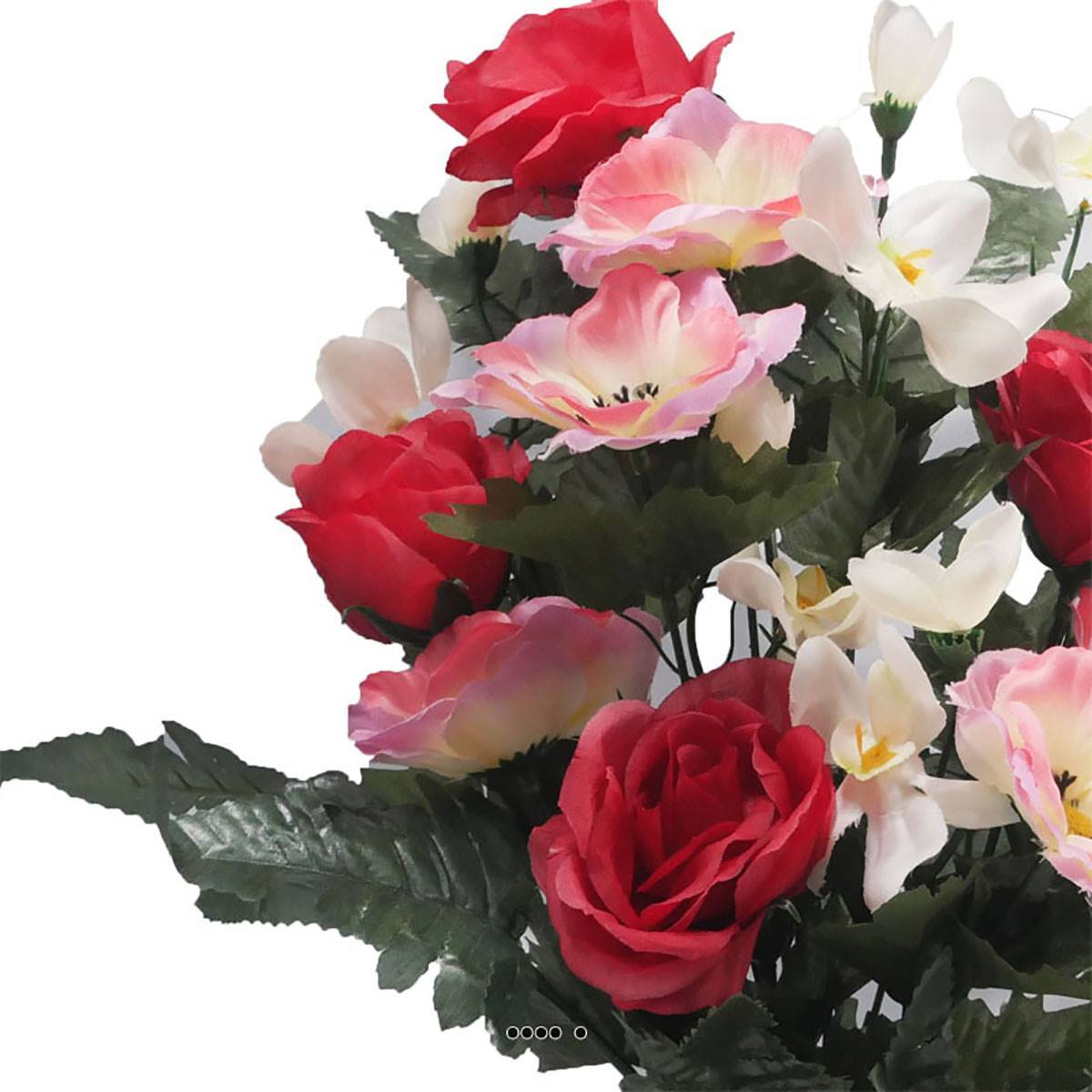 Artificielles - Jardinière fleurs artificielles pour le cimetière roses et anémones Rose soutenu - couleur: Rose soutenu - Imagen 3