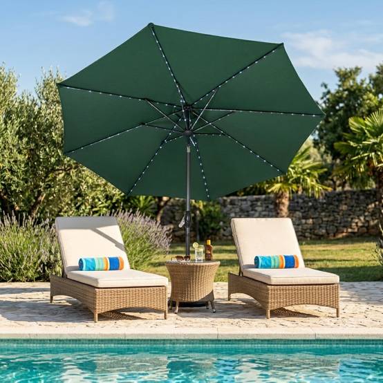 Monstershop - Parasol Inclinable à LED 2,7 m - Vert - Image 4