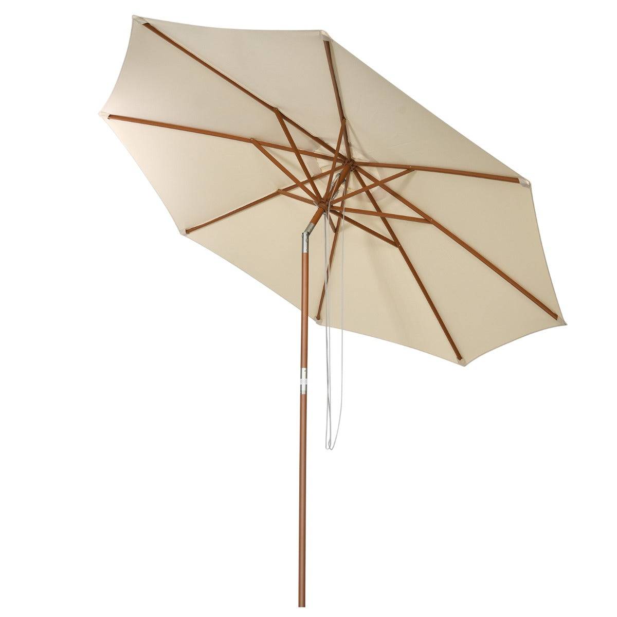 Helloshop26 - Parasol inclinable diamètre 3 m toile polyester imperméable avec cordon de serrage 8 baleines ventilation pour jardin cour café beige