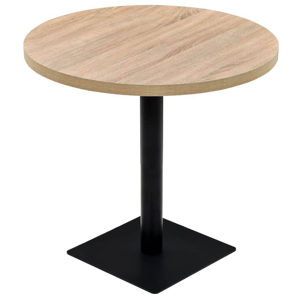 Helloshop26 - Table haute mange debout bar bistrot MDF et acier rond 80 cm chêne marron - Imagen 1