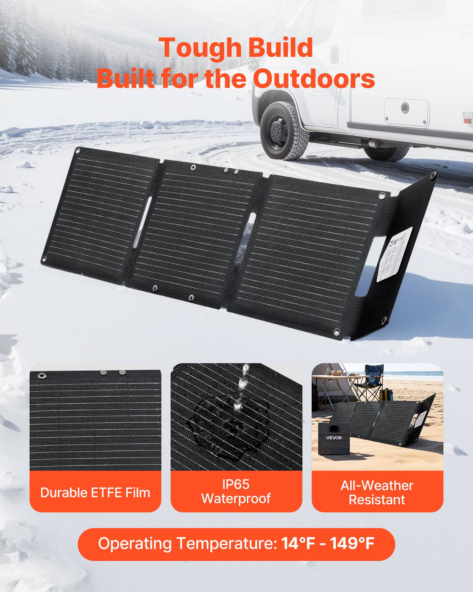 VEVOR Panneau Solaire Portable Chargeur Solaire Pliable Monocristallin 30 W - Image 5