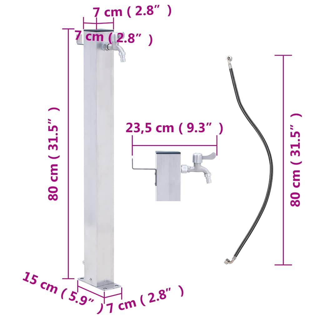 PANGIVO - Colonne à eau de jardin acier inoxydable argenté 23.5 x 7 x 80 cm, poids:2.15kg - PANGIVO - Image 7