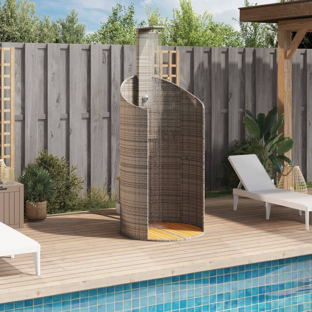 Douche d'exterieur bois d'acacia avec finition huilée gris  100 x 100 x 241,5 cm  - Prolenta premium - Image 3