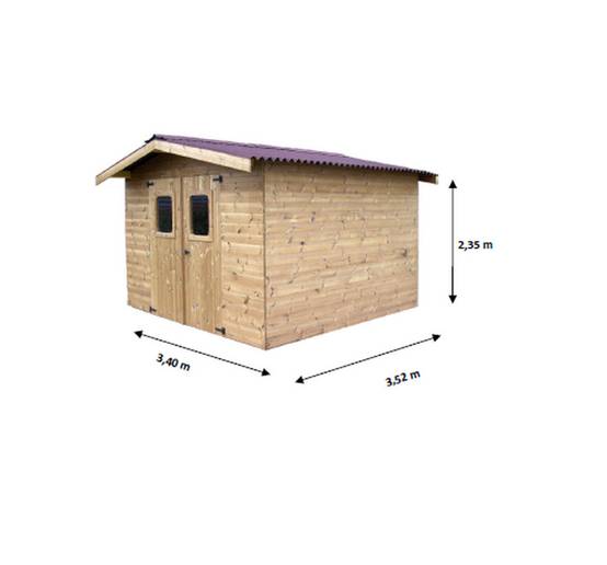 Habrita - Abri THIERS madriers sans plancher, toit double pente 11,97 m² Habrita - Image 3