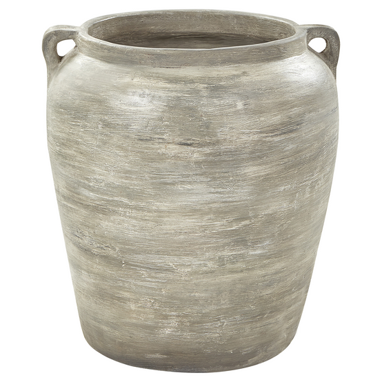 Pot de Fleurs Gris en Terre Cuite 40 cm Extérieur Jardin Intérieur Accessoires de Salon - Image 1