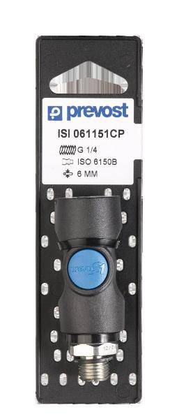 Raccord rapide sécurité mâle PREVOST - 6 mm - 1/4 gaz - ISI061151CP