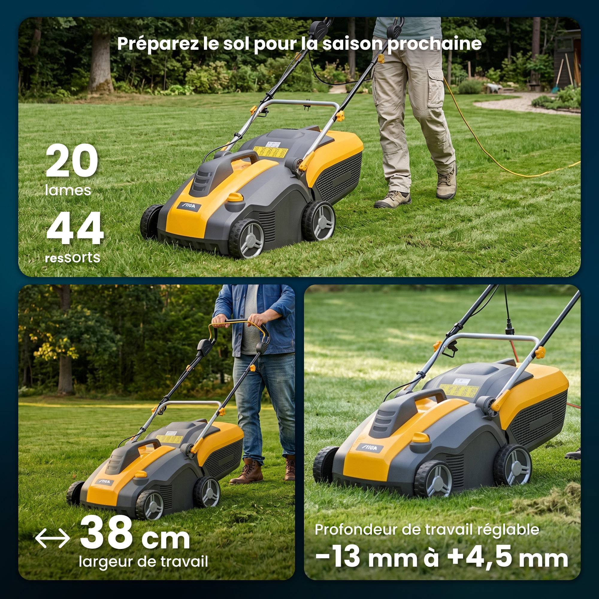 Stiga - Aérateur SV 415 E, 1500 W, 38 cm, 20 lames ou 44 ressorts, sac 50 L - STIGA - Image 3