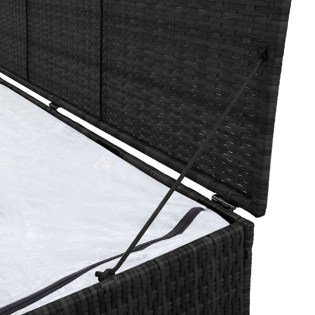 Helloshop26 - Coffre boîte meuble de jardin rangement 150 x 50 x 60 cm résine tressée noir - Imagen 3