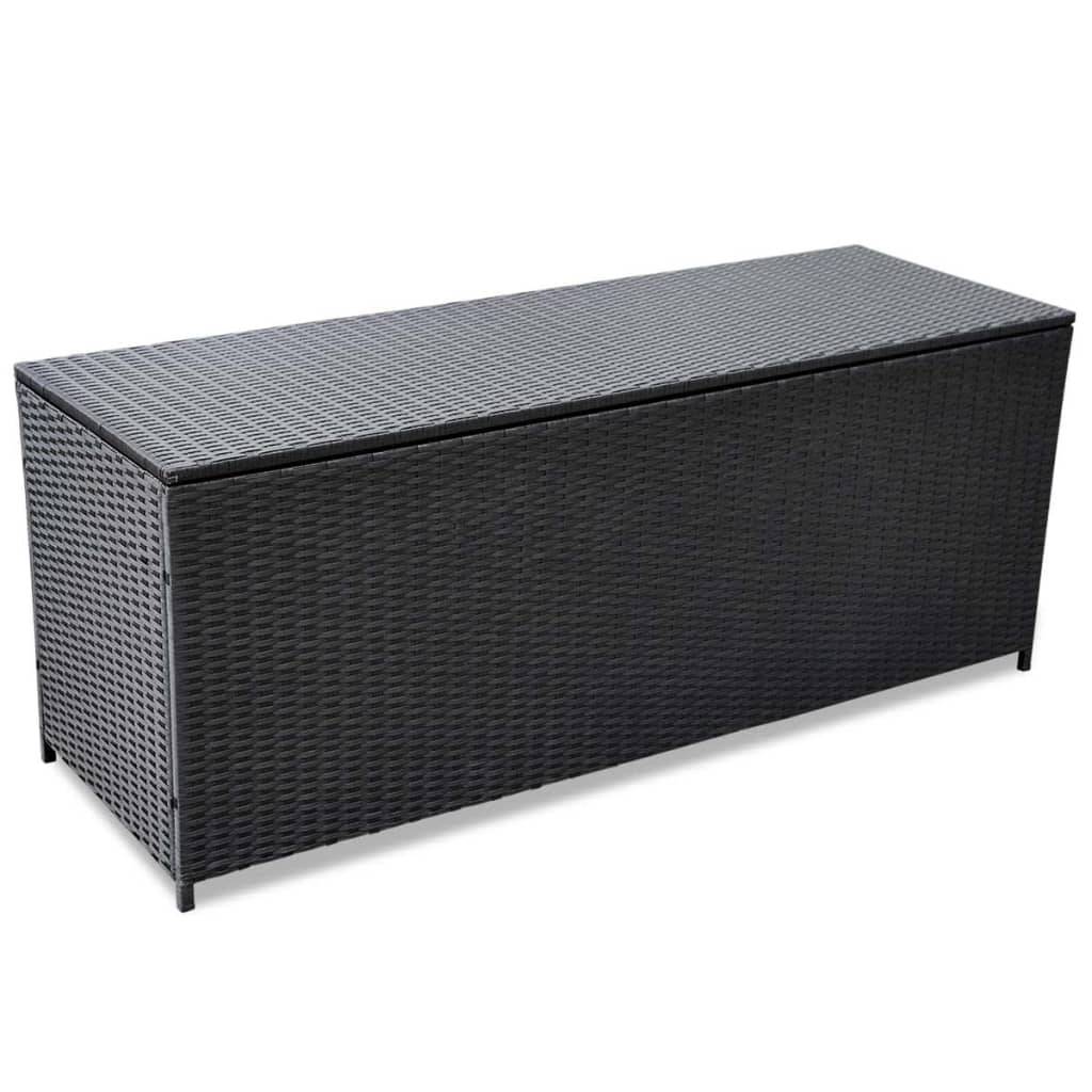Helloshop26 - Coffre boîte meuble de jardin rangement 150 x 50 x 60 cm résine tressée noir - Imagen 1