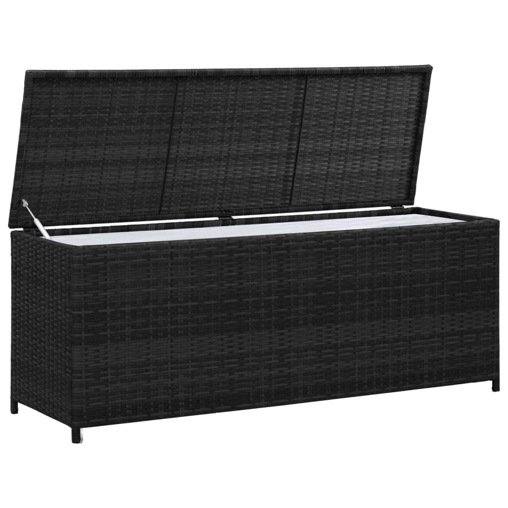 Helloshop26 - Coffre boîte meuble de jardin rangement 150 x 50 x 60 cm résine tressée noir - Imagen 2
