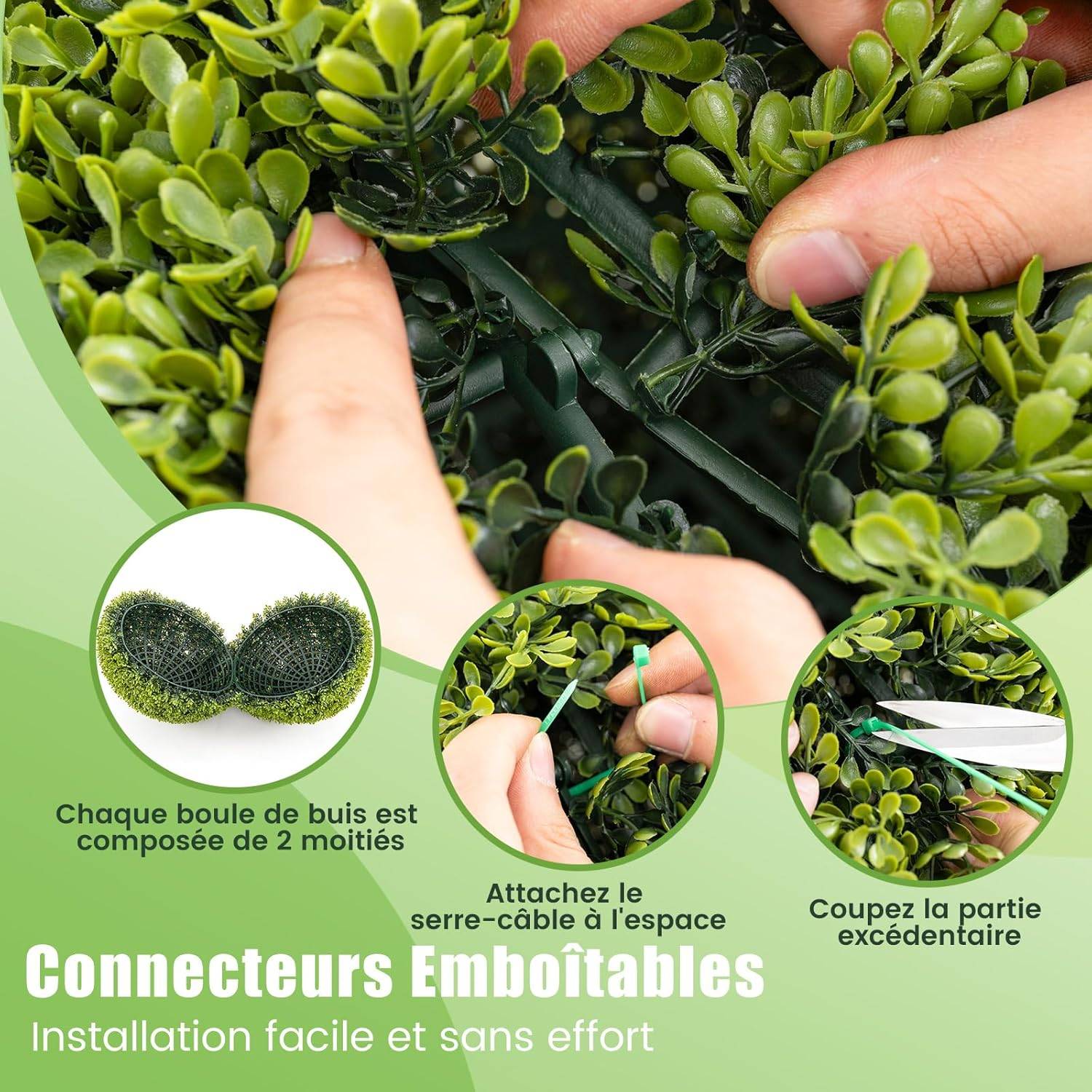 2 Boules de Buis Artificielles 39 cm Résistantes aux UV, Plantes en Boules de Faux Sphères Végétales, Vert - Image 3