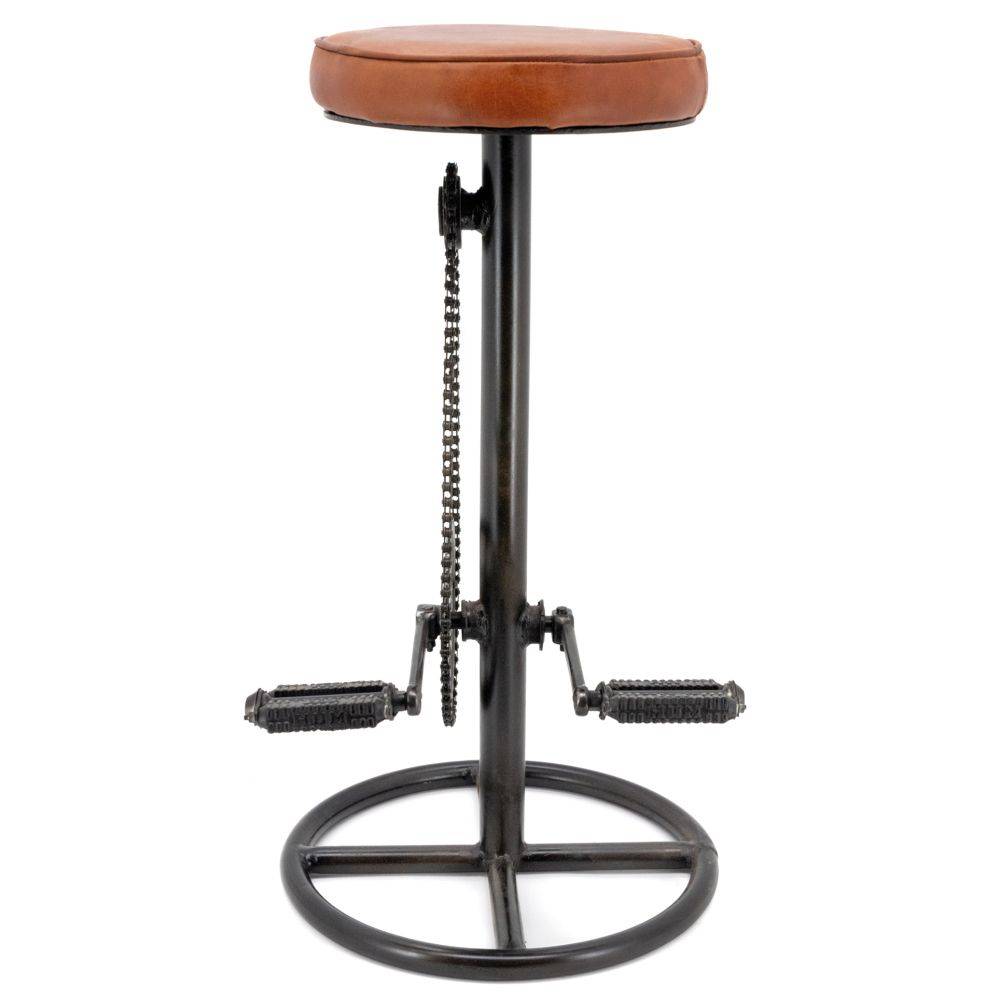 Aubry Gaspard - Tabouret vélo vintage en cuir de chèvre - Imagen 2