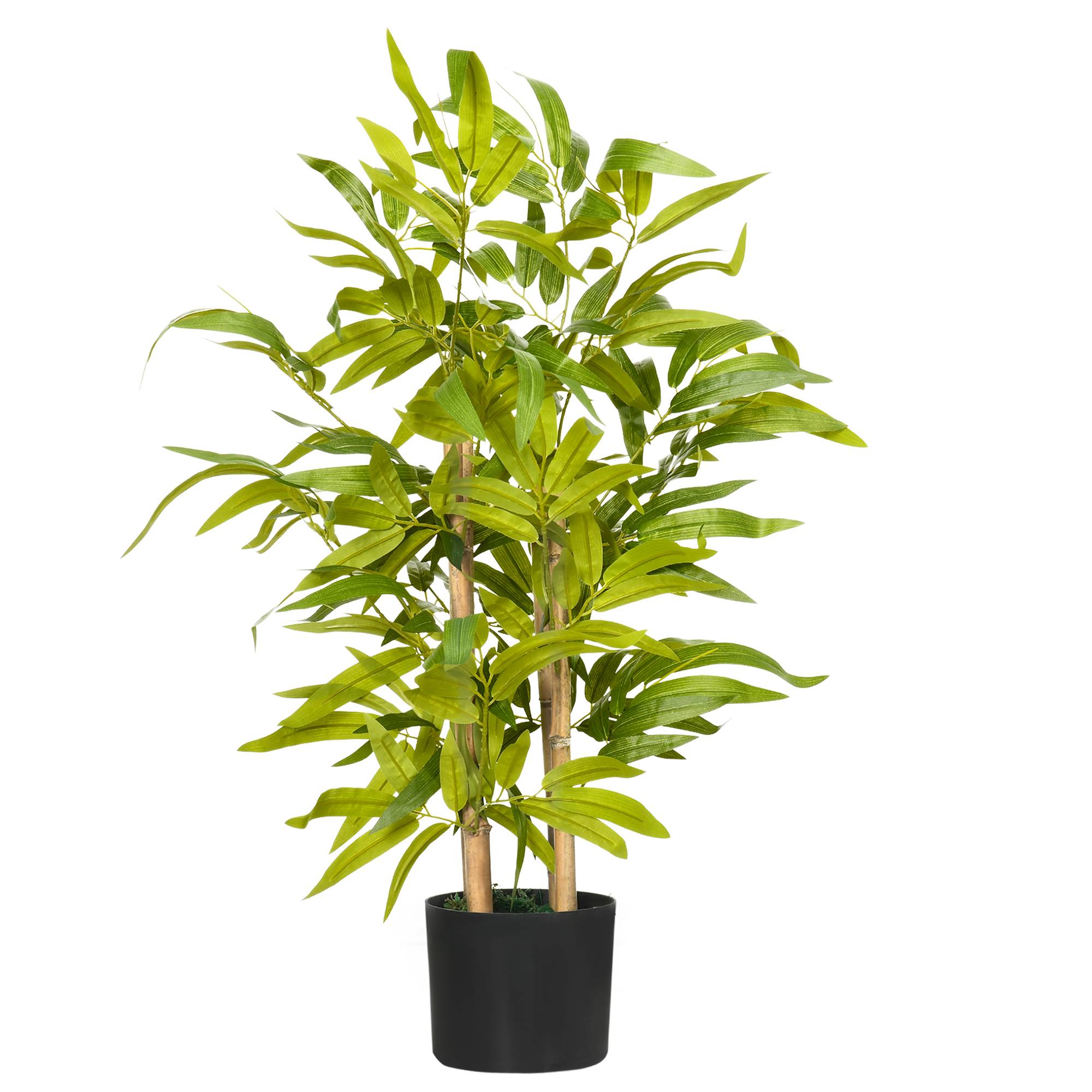 Bambou artificiel plantes artificielles hauteur 60 cm - tronc branches lichen feuilles grand réalisme pot inclus - Image 1