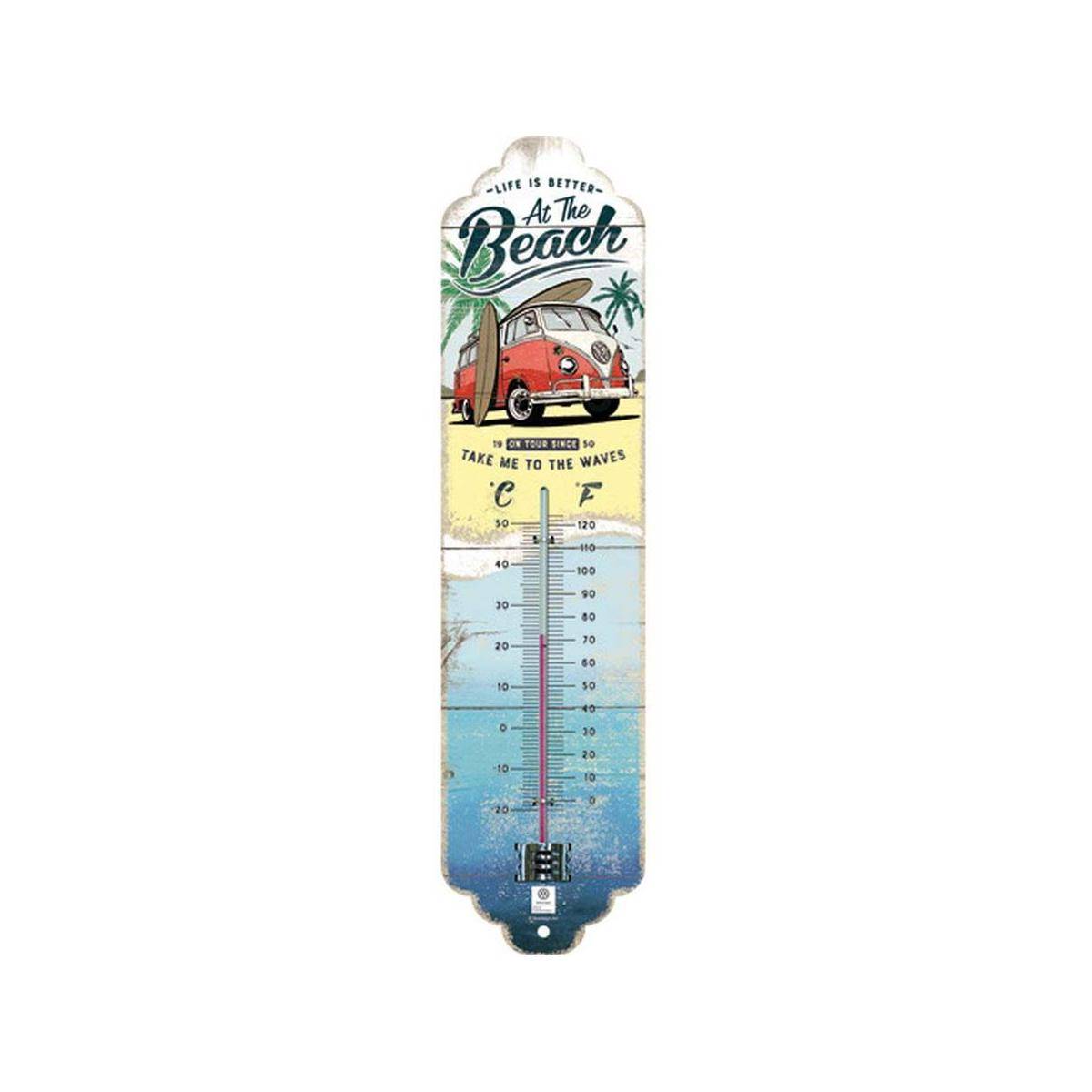 Thermomètre en métal Pub 28 x 6.5 cm Van VW Bulli - Beach