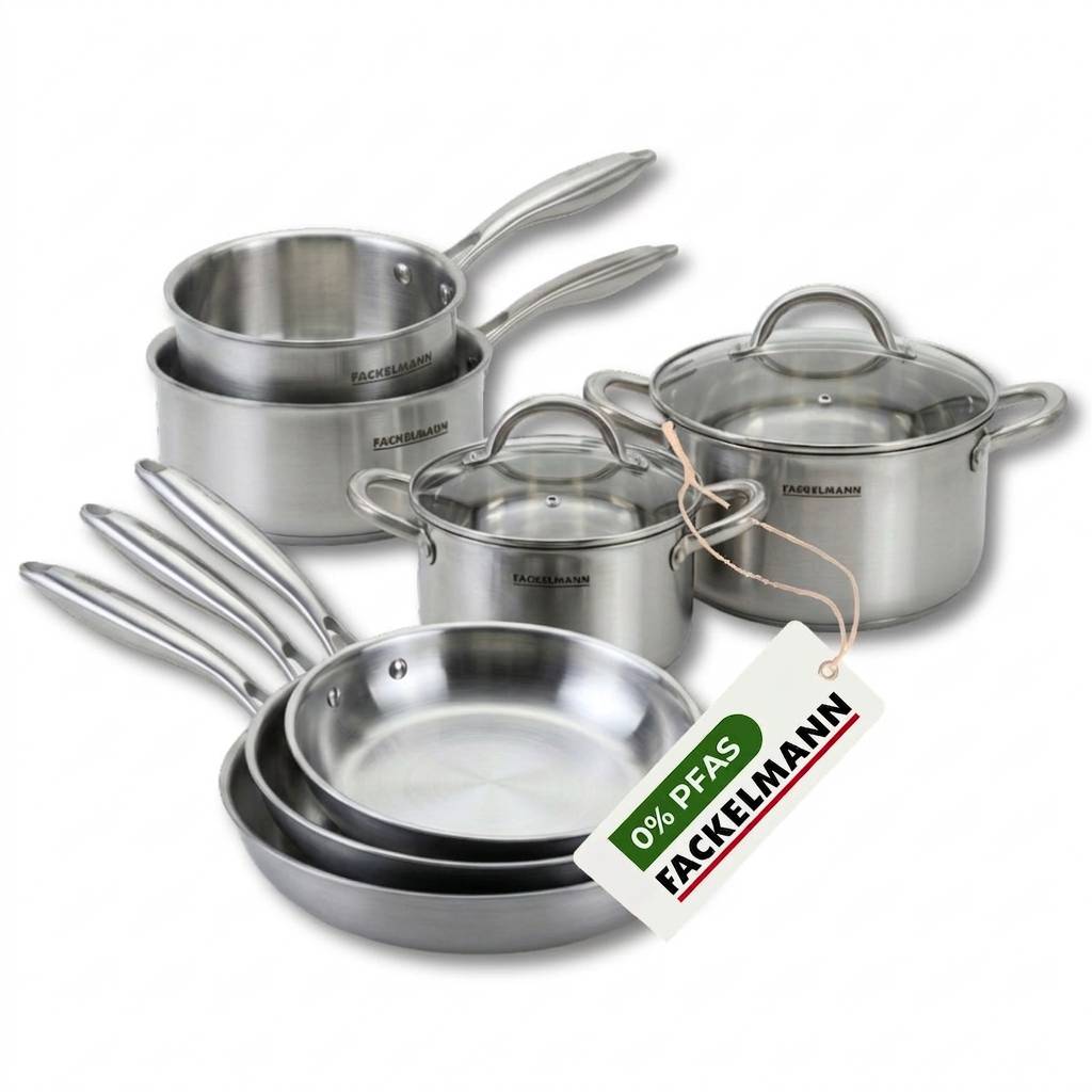 Batterie de cuisine avec 3 poêles 20/24/26 cm 2 casseroles 14/18 cm et 2 faitouts 20/24 cm sans PFAS Fackelmann Vita3 - Image 1
