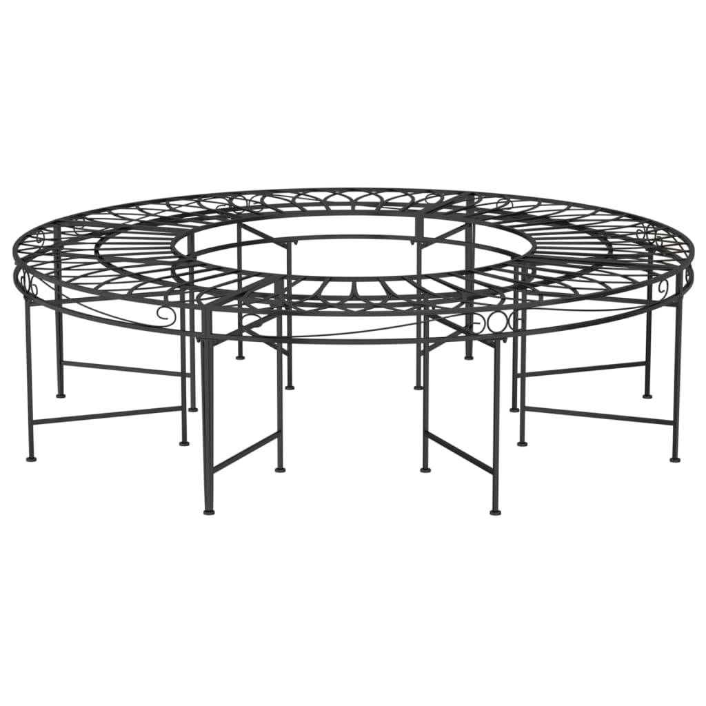 Banc de jardin | Banc circulaire tour d'arbre Ø160 cm Noir Acier Maison Chic - Image 1