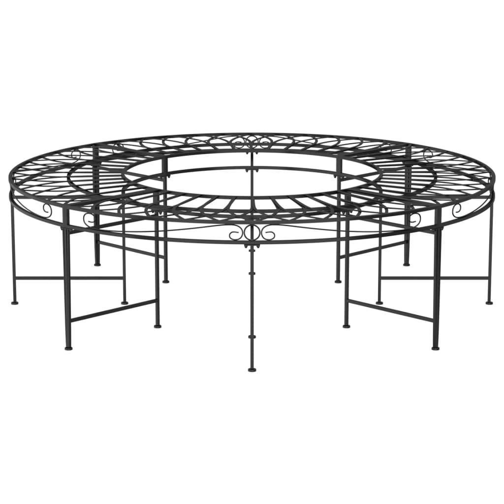 Banc de jardin | Banc circulaire tour d'arbre Ø160 cm Noir Acier Maison Chic - Image 3