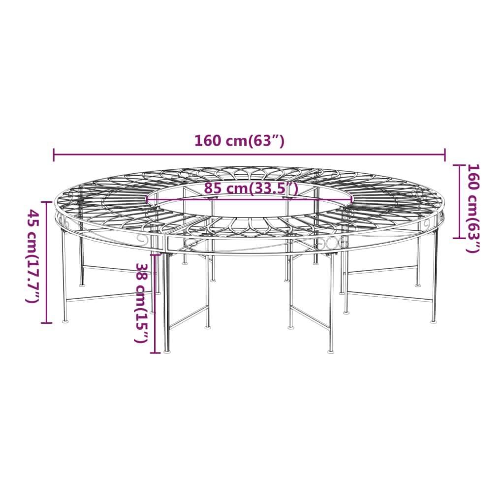 Banc de jardin | Banc circulaire tour d'arbre Ø160 cm Noir Acier Maison Chic - Image 6