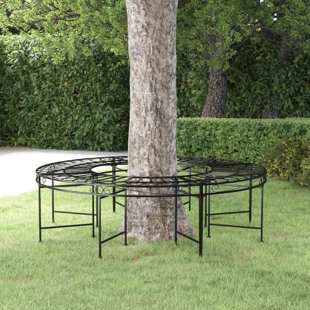 Banc de jardin | Banc circulaire tour d'arbre Ø160 cm Noir Acier Maison Chic - Image 2