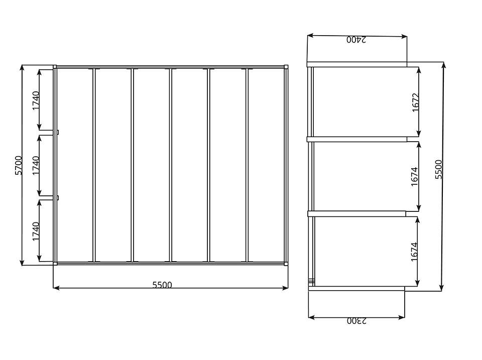 Carport aluminium CARLTON 570 x 550 cm - 2 Voitures - 31,35m2 - Gris anthracite - Imagen 3