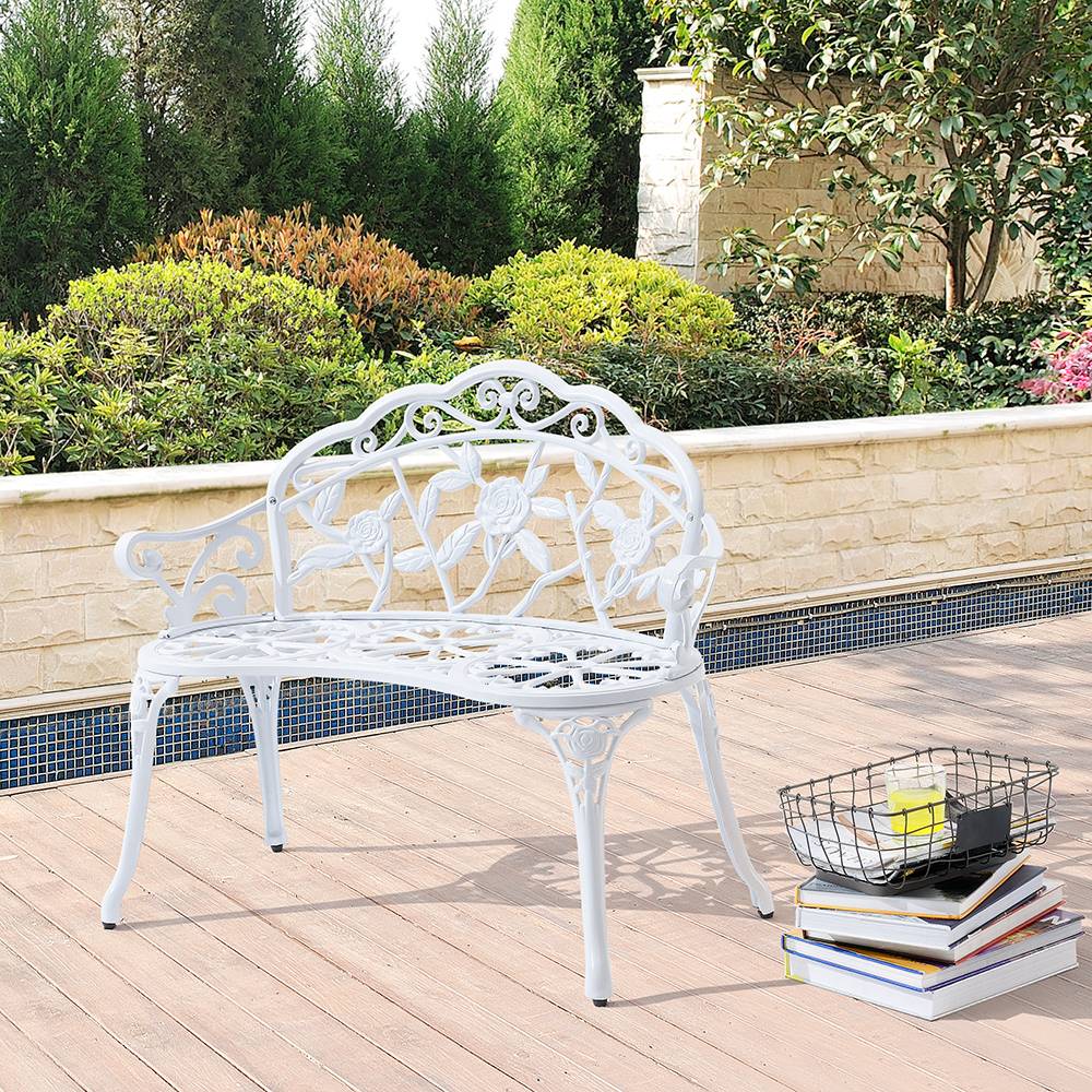 Casa.Pro - Banc de Jardin Monfalcone Fonte et Aluminium Blanc casa.pro - Imagen 2