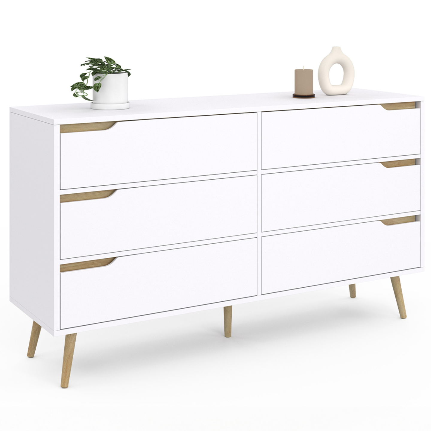 Commode 6 tiroirs HELSINKI XXL 140 cm scandinave blanc - Image 2