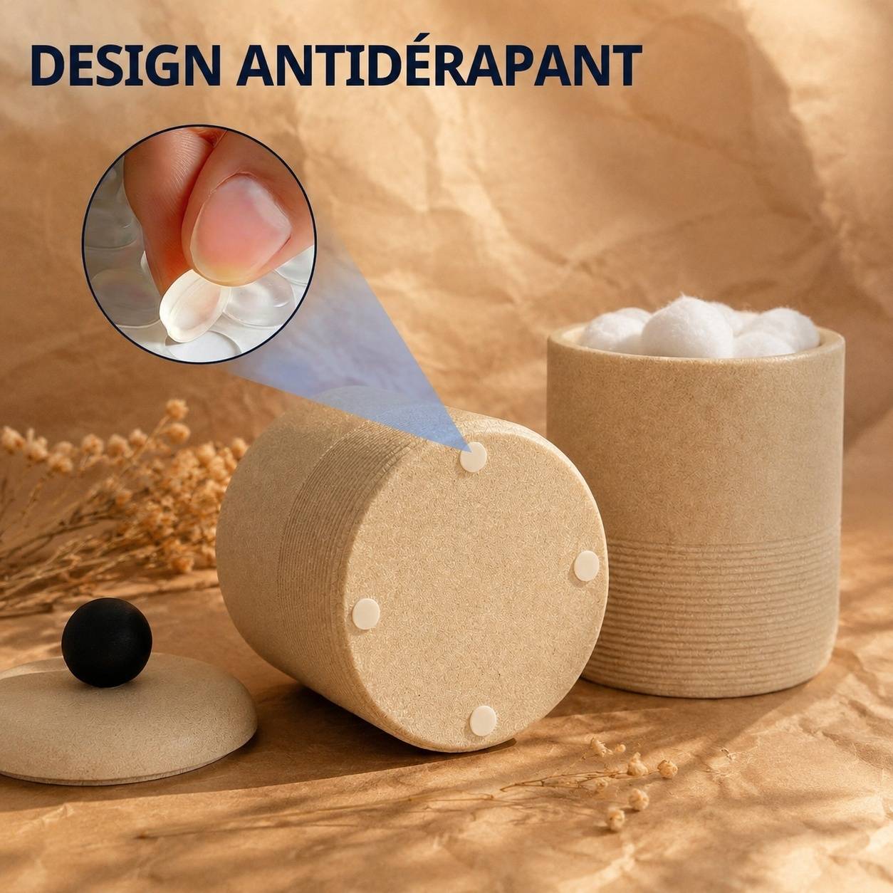 Boîte de Rangement Coton-tige Design Moderne Couvercle Durable pour Salle de Bain et Bureau - Image 3