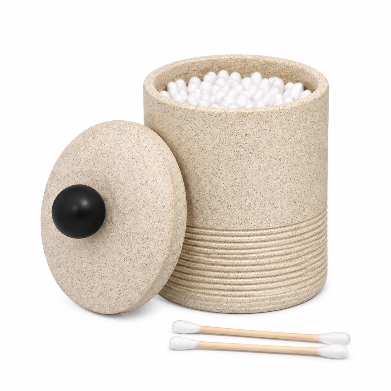 Boîte de Rangement Coton-tige Design Moderne Couvercle Durable pour Salle de Bain et Bureau - Image 1