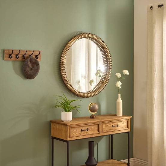 Atmosphera - Miroir rond Barrel D.90cm doré métallisé - Atmosphera Créateur d'intérieur - Image 1