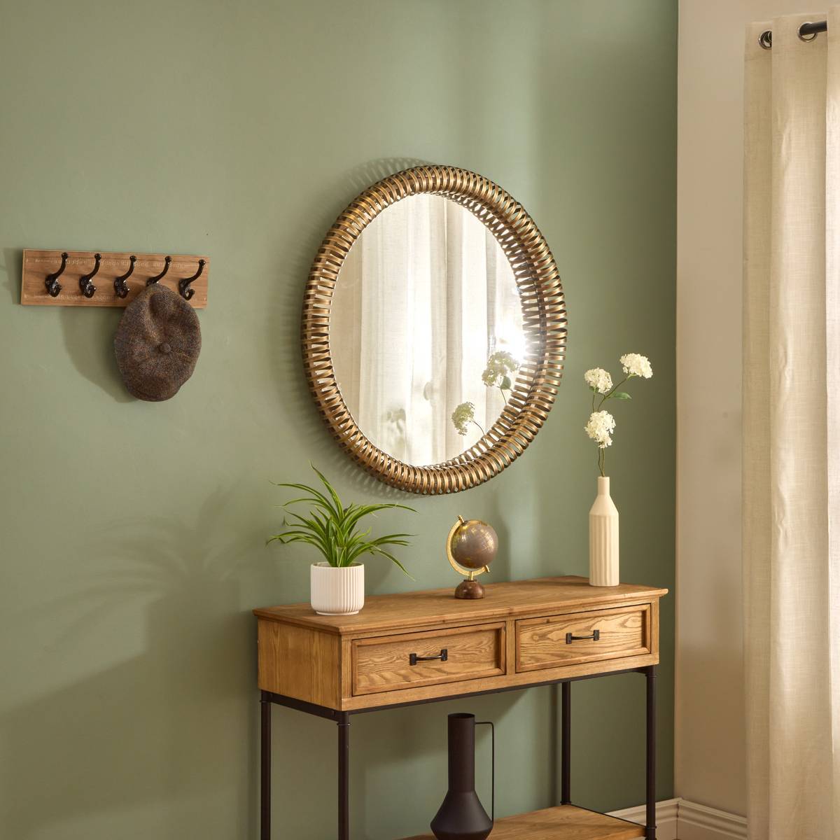 Atmosphera - Miroir rond Barrel D.90cm doré métallisé - Atmosphera Créateur d'intérieur - Image 1