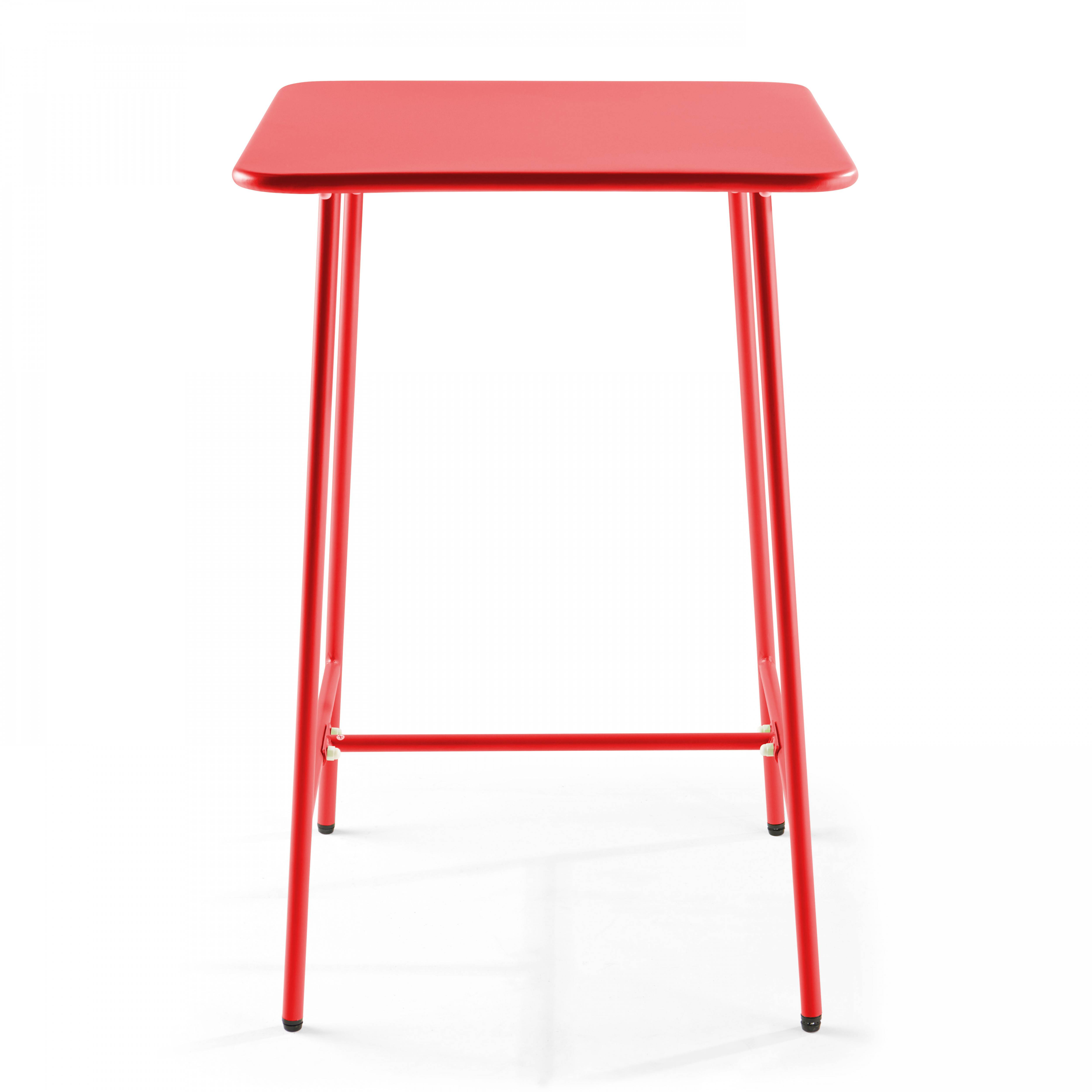 Oviala - Table haute de jardin carrée en acier rouge Palavas - Oviala - Imagen 5