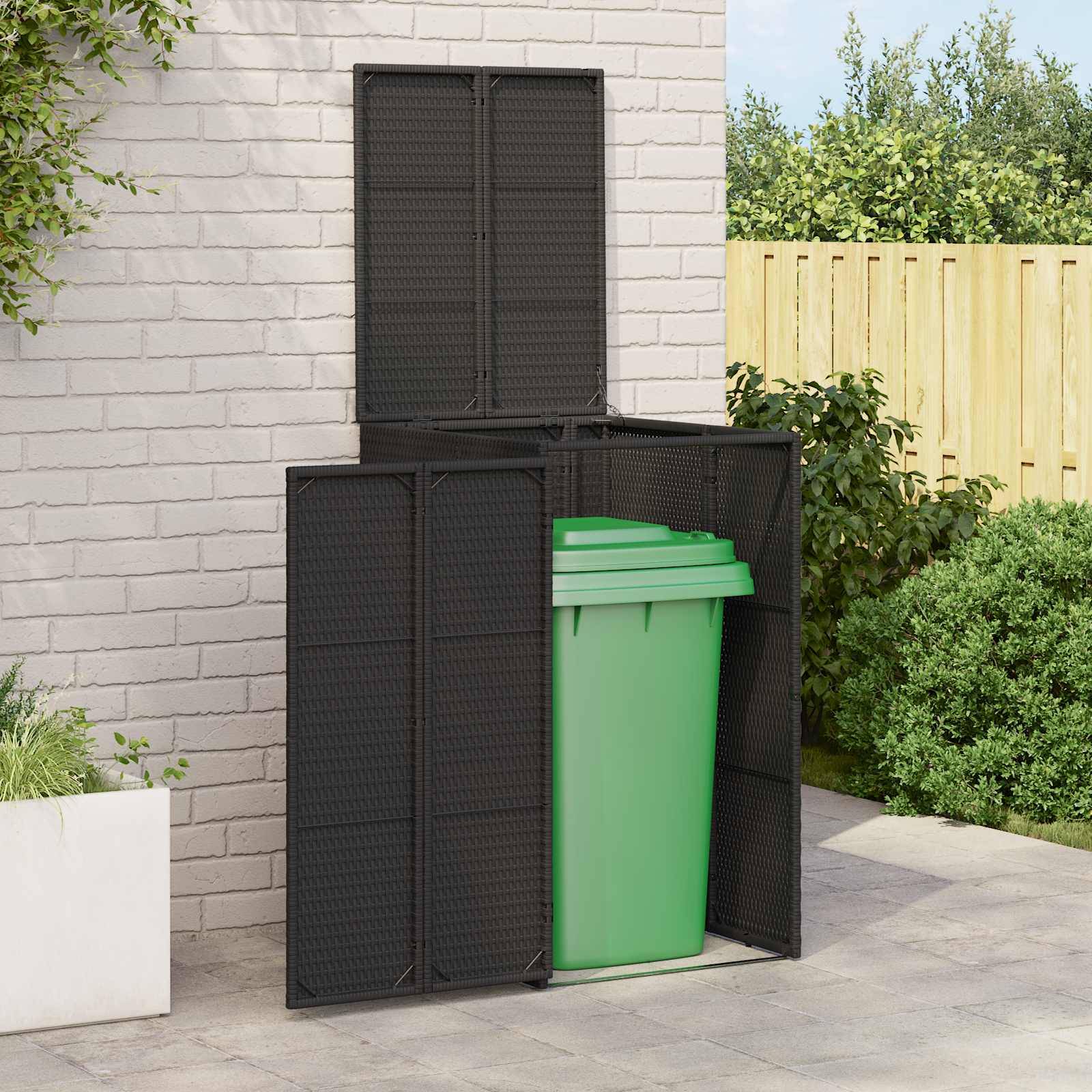 Cache-poubelle polyéthylène noir 65 x 80 x 115 cm - PANGIVO - Image 1