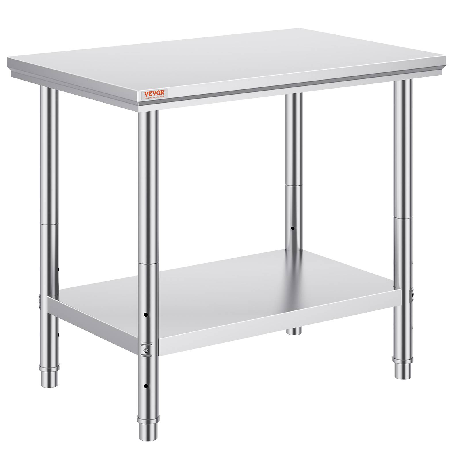 VEVOR Table inox 2 niveaux 60x90x80cm. Charge 130kg. Plan de travail cuisine, préparation alimentaire. - Image 1