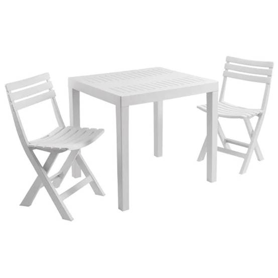 Set de jardin 3 pièces Table blanche + 2 chaises pliantes de jardin - Imagen 1