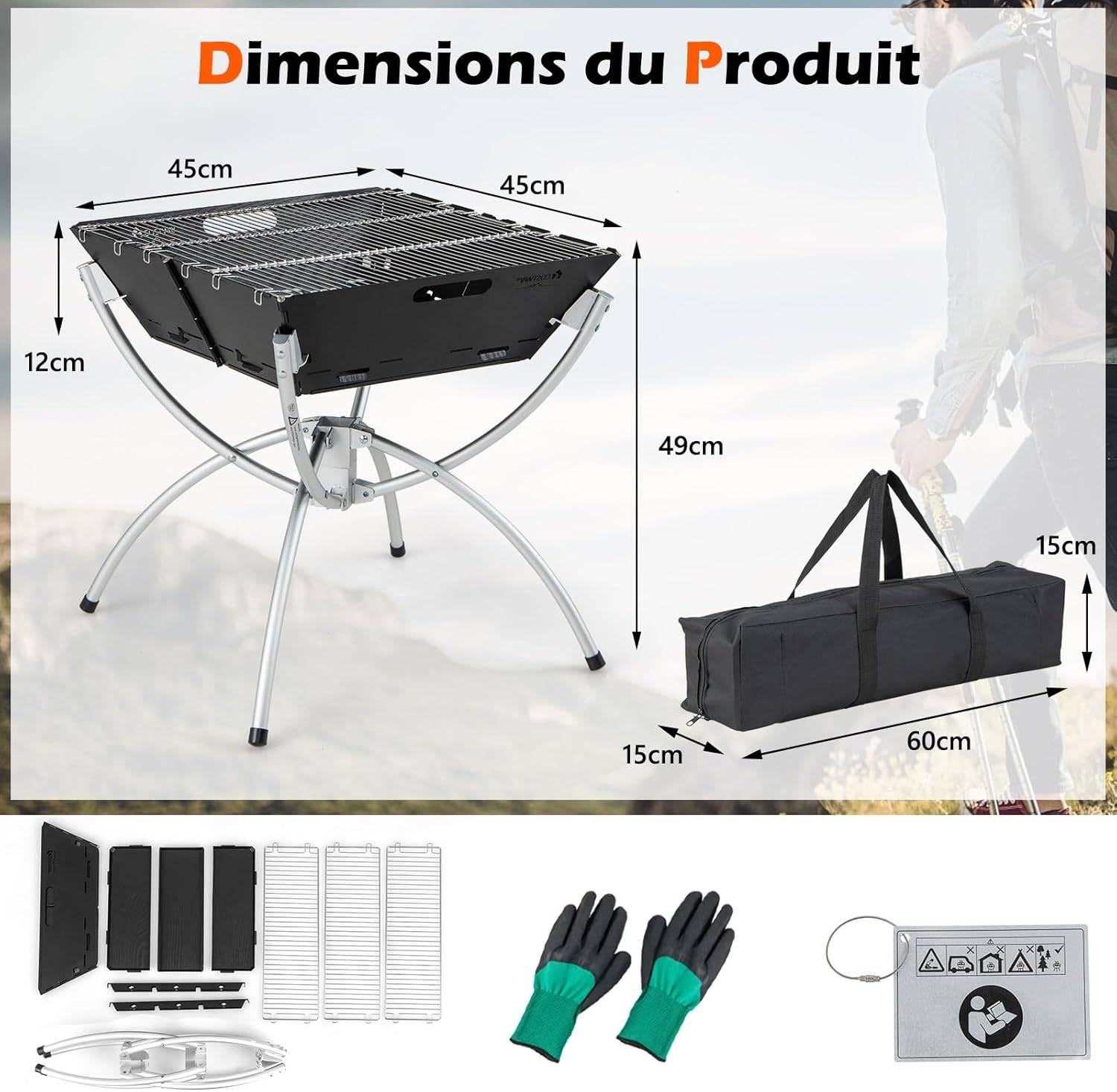 Foyer de Table, Foyer Portable sans Fumée avec Support en Fer, Mini