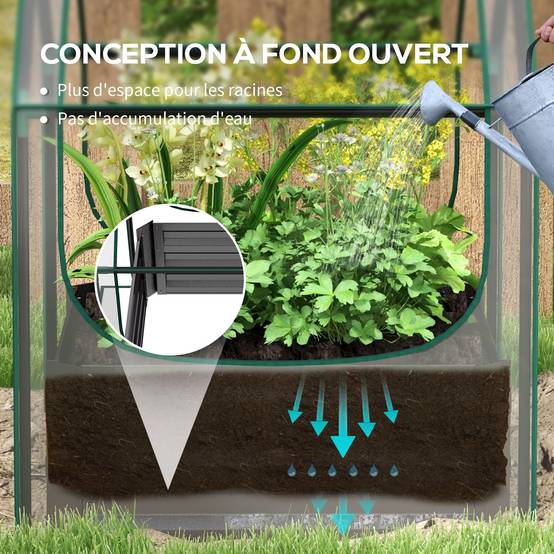 ComfortXL - Carré potager serre acier galvanisé jardin protection plantes fond ouvert 70x90cm gris - ComfortXL Outdoor Living - Image 8