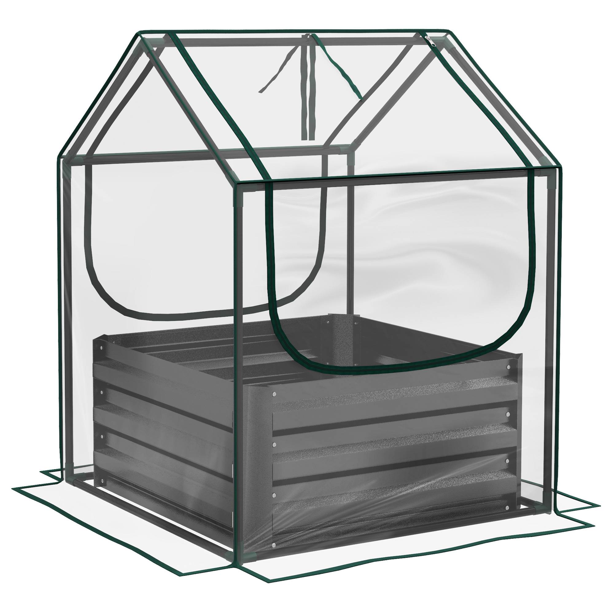 ComfortXL - Carré potager serre acier galvanisé jardin protection plantes fond ouvert 70x90cm gris - ComfortXL Outdoor Living - Image 2