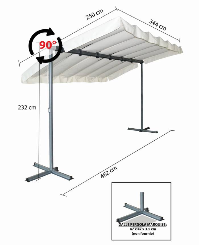 Habrita - Pergola marquise 3,60 x 2,50 m - toile pivotante et extensible Habrita - Imagen 8