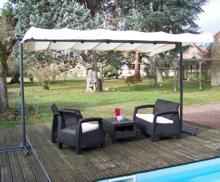 Habrita - Pergola marquise 3,60 x 2,50 m -  toile pivotante et extensible Habrita - Imagen 7