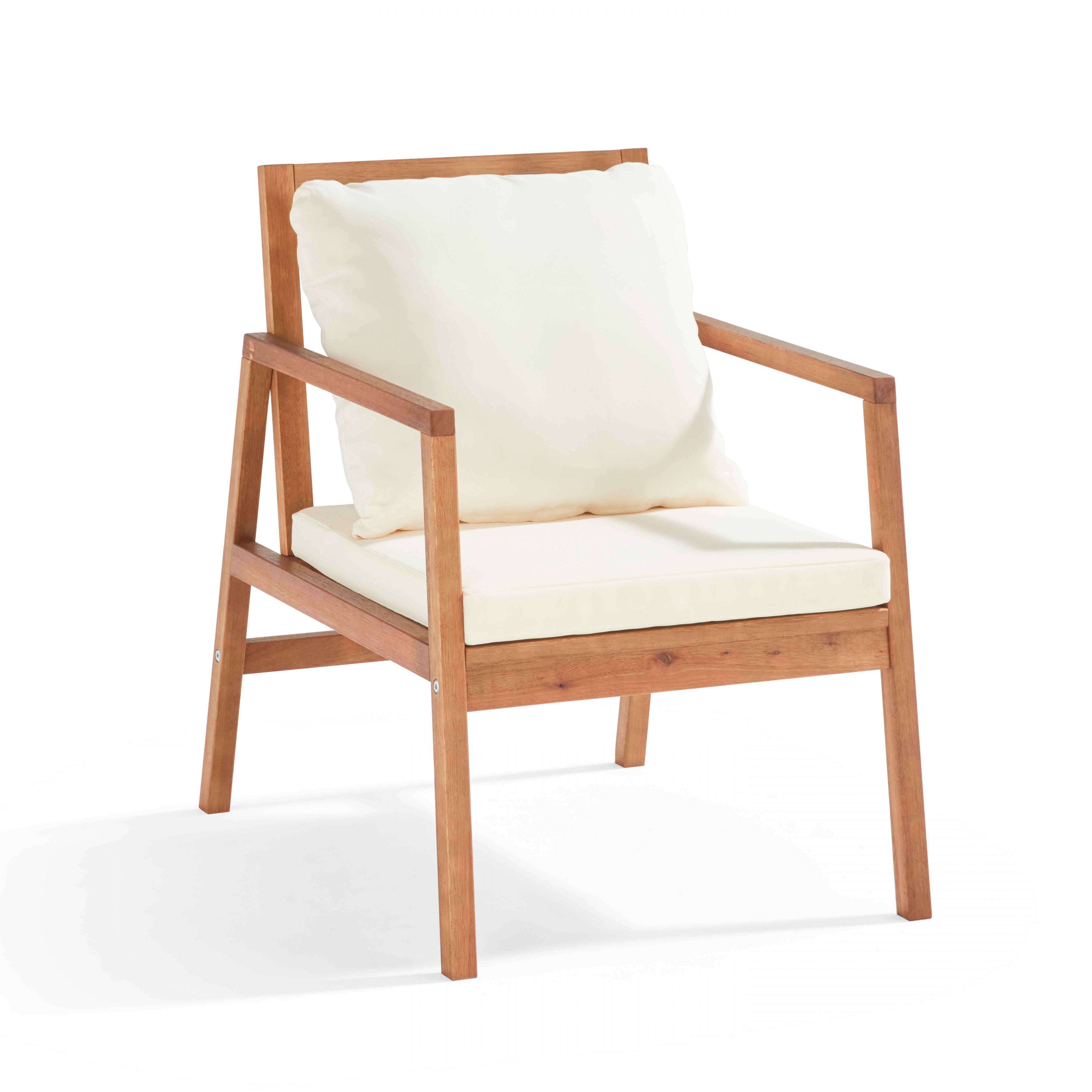 Oviala - Salon de terrasse bois avec 1 canapé, 2 fauteuils et table basse blanc Collioure - Oviala - Imagen 6