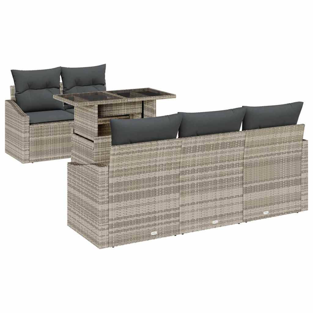 ComfortXL - Salon de jardin modulable 6 pièces en poly rotin pour 5 convives Gris clair – ComfortXL Outdoor Living - Image 2