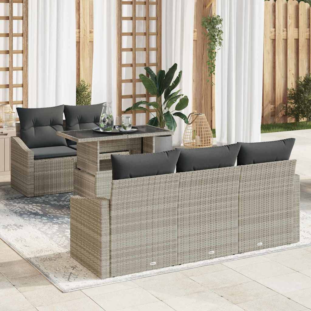 ComfortXL - Salon de jardin modulable 6 pièces en poly rotin pour 5 convives Gris clair – ComfortXL Outdoor Living