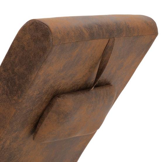 Chaise longue | Transat | Bain de soleil de massage avec oreiller Marron Similicuir daim - Image 6